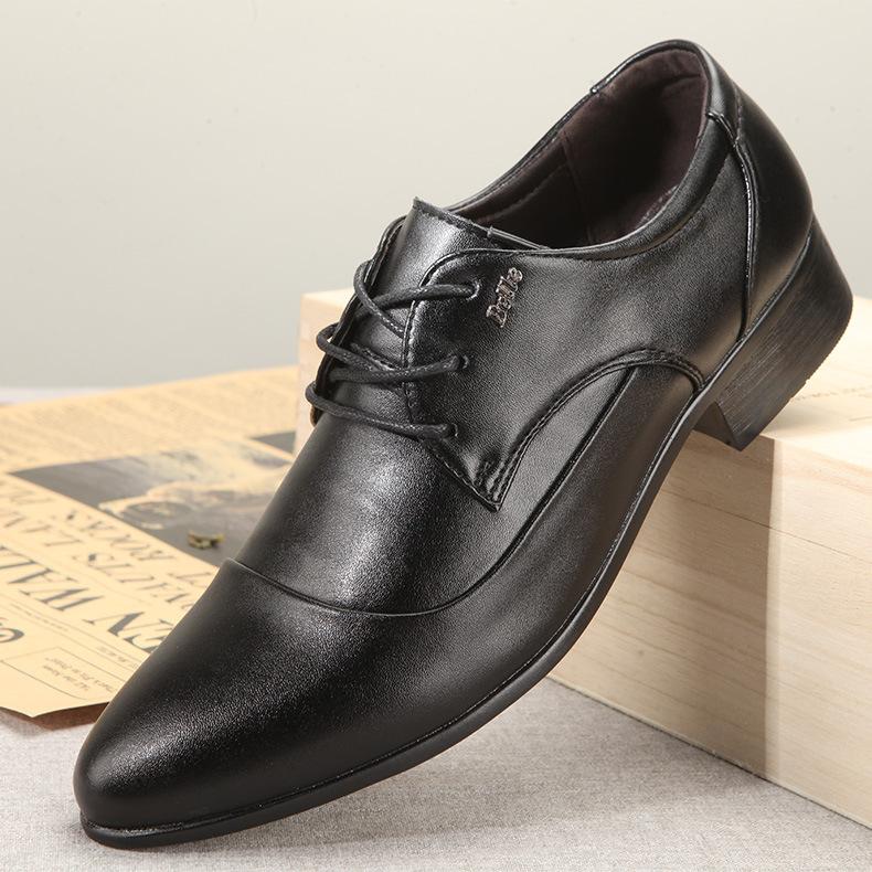 Korean Style Spring and Summer White Pointed Lace Up Men's Business Formal Wear British Casual Shoes