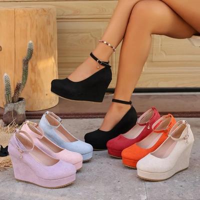 Dames Wiggen Schoenen Lage Middelhoge Hak Grote Maten Enkele Schoenen Herfst
