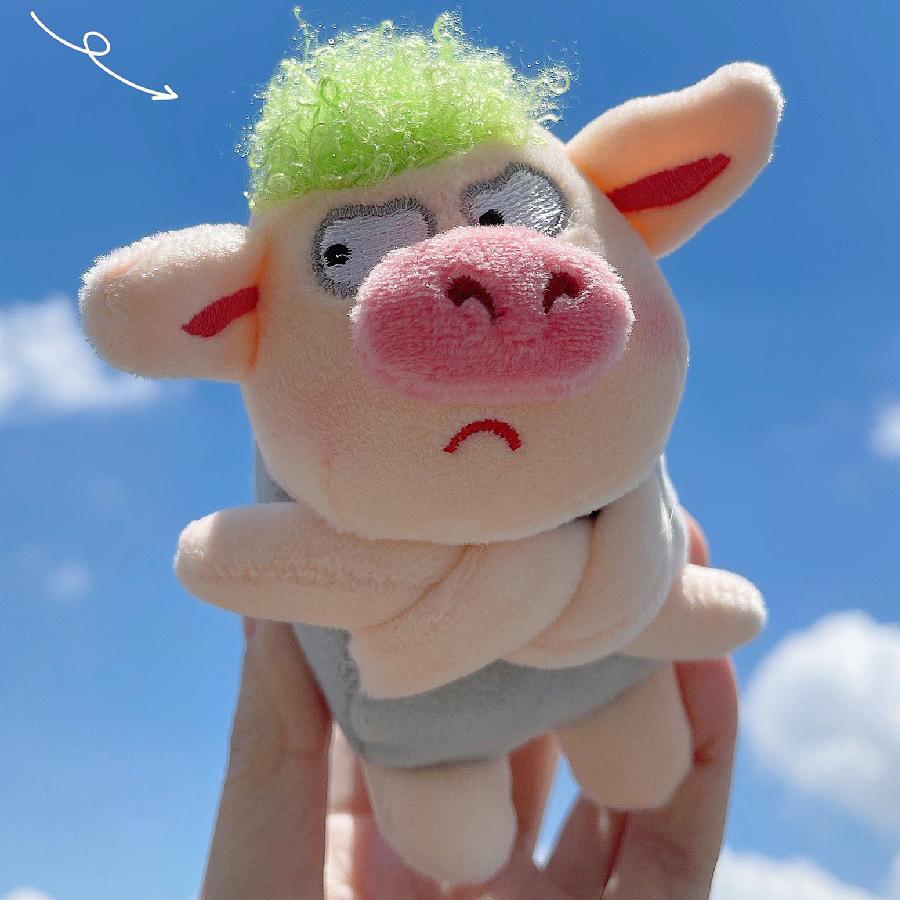 Troll Green Pig Doll Cute Cool Fur Birthday Angry Pig Plush Pendant Doll Funny Doll Cute Cute