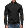Men's Fleece-Lined Zip-Up Stand Collar Patchwork Contrast Colour Henley Long-Sleeved Casual Sweatshirt for Autumn/Winter