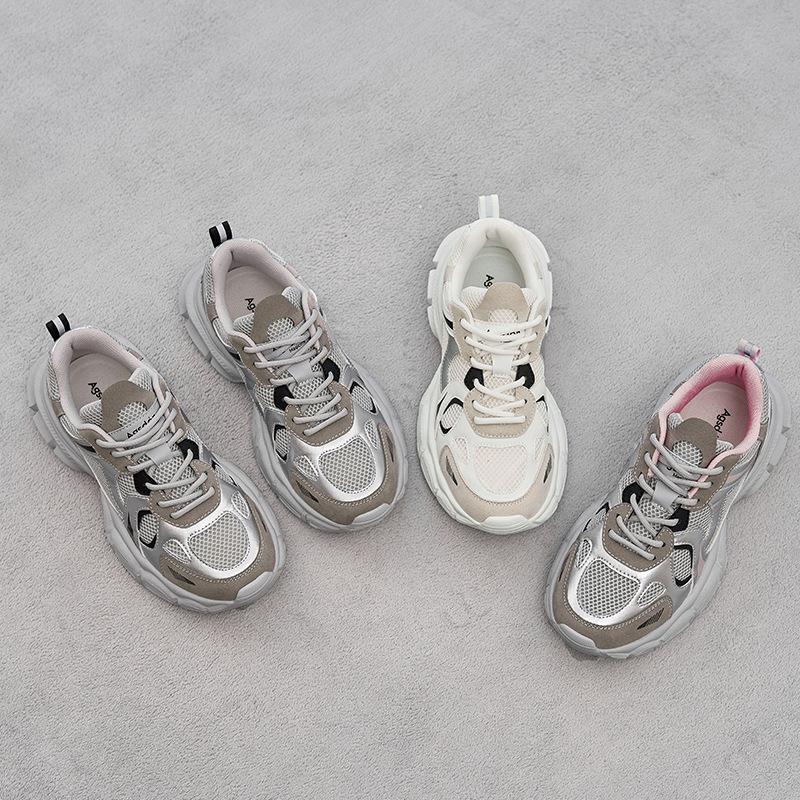 Augustine Platform Dad Shoes Women 2025 New Summer Mesh Student Running Sports Shoes Lightweight Casual Shoes