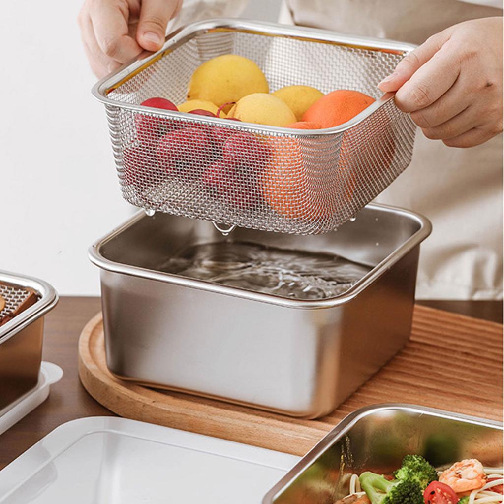 Sturdy Stainless Steel Meal Preps Container With Drainage Function for Efficient Kitchen Food Storage Solution