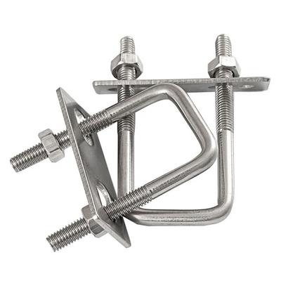 2 Sets New M6 Square Clamp Pipe U-clamp With Baffle Screw Iron Squa Bolt Right Angle U-bolt Durable Household Accessories