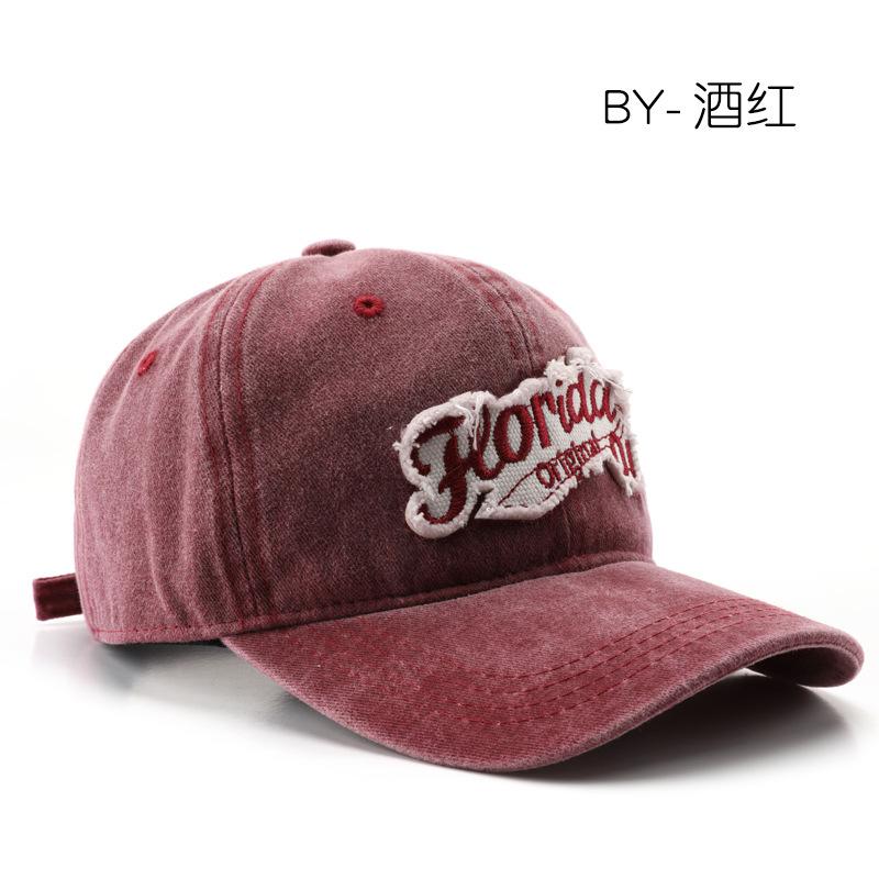 Women's washed letter baseball cap, outdoor sports cap, men's travel sun hat, duckbill cap