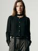 STAY WITH ME Scarf Neck Shirred Blouse_Black