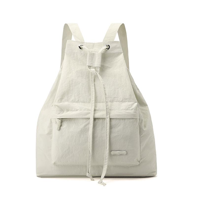 Fashion Versatile Casual Simple Small Fresh College Student Backpack Large Capacity Ultra Light Drawstring Women's Bag