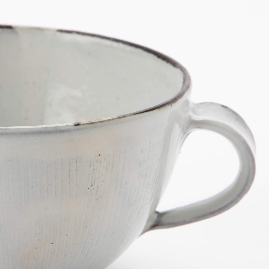 Marui Seito Shigaraki Ware Hechimon Soup Mug, Comb-patterned Powder-glazed