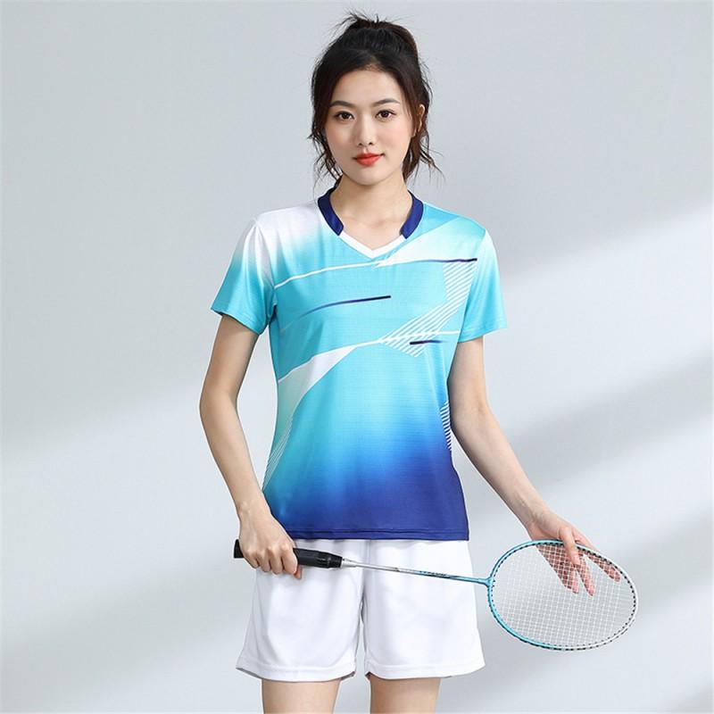 Unisex Badminton Sport Set Short Sleeve Top Shorts Men Women Kids Athletic Wear