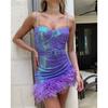 Camisole Dress New Arrival Fashion Women's Dress Sexy Tight Faux Fur Belt Sequin Sling Dress