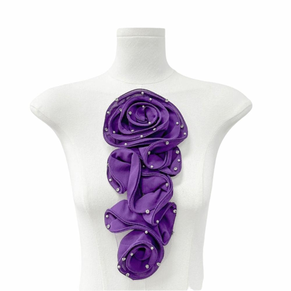 

Multi Colored Hair Accessories Diamond Flower Fabric Chiffon Satin Dresses Handmade Flower Patch Folded Flower фіолетовий