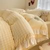 Double-Sided Thickened Milk Coral Fleece Bed Four-Piece Set Flannel Bedding Bed Skirt Fleece Sheet Quilt Cover