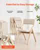 Wooden Folding Chairs with Padded Cushion and Wooden Frame Beige Set of 2