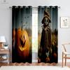 Cartoon Print Curtains, Horror Skull, Pumpkin, Bedroom, Living Room, Restaurant, Holiday Party, Decorative, 2 Pcs