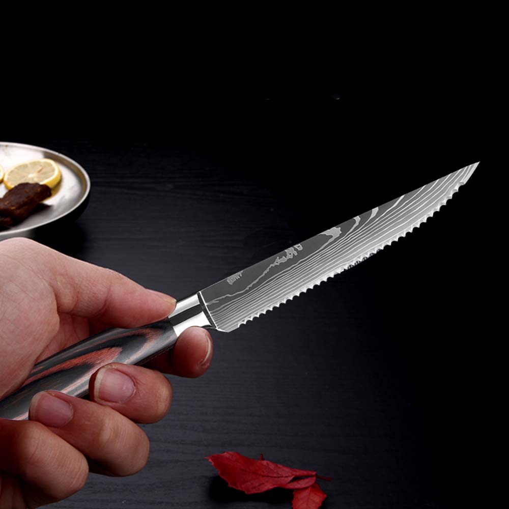 Damascus Stainless Steel Steak Knife Meat Cleaver Slicing Knife Dining Kitchen Knife Kitchen Cooking Tools