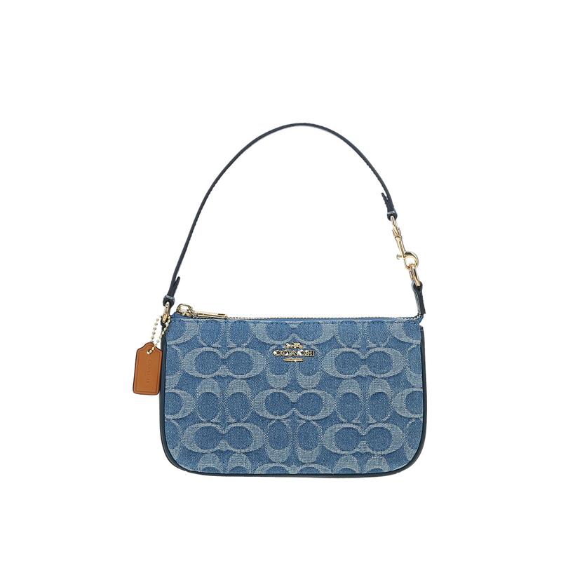 COACH Nolita 19 Denim Presbyopia Mahjong Bag Denim Shoulder Bag Small Women s Navy Blue синий