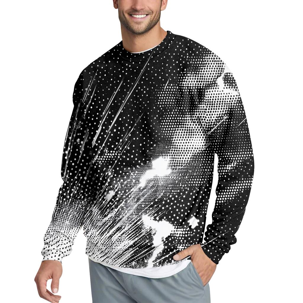 Men's Casual Fashion Printed Round Neck Pullover Sweatshirt