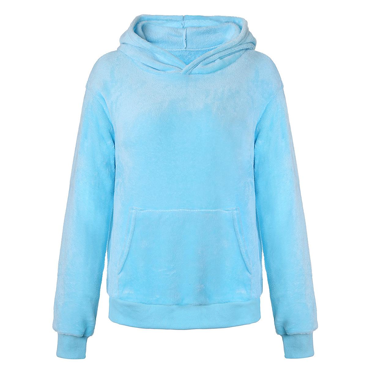 

Женские осенне-зимние толстовки, теплая куртка с капюшоном, повседневные утолщенные толстовки, верхняя одежда, модная однотонная тонкая верхняя одежда с передним карманом