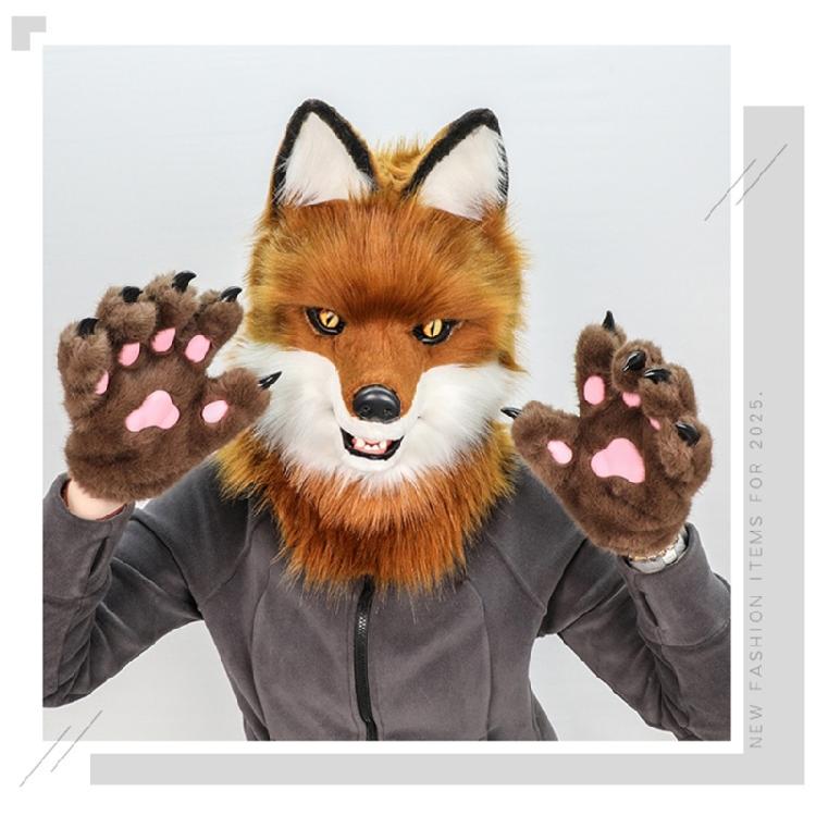Kožušinový plyšový kostým Vlčí maska Celá hlava Pokrývka hlavy Klobouk Realistický design Pokrývka hlavy pro Halloween a večírky Převlékání