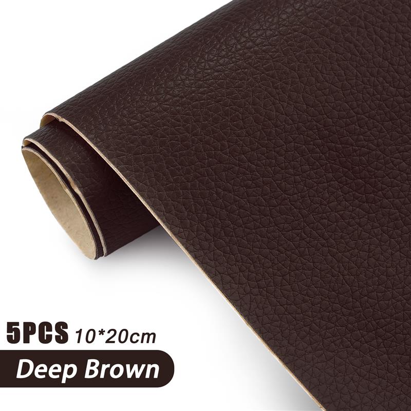 5Pcs 10*20cm Self-Adhesive Leather Stickers Strong Viscosity Artificial Litchi PU Leather Repair Patch For Sofa Car Seat Decals