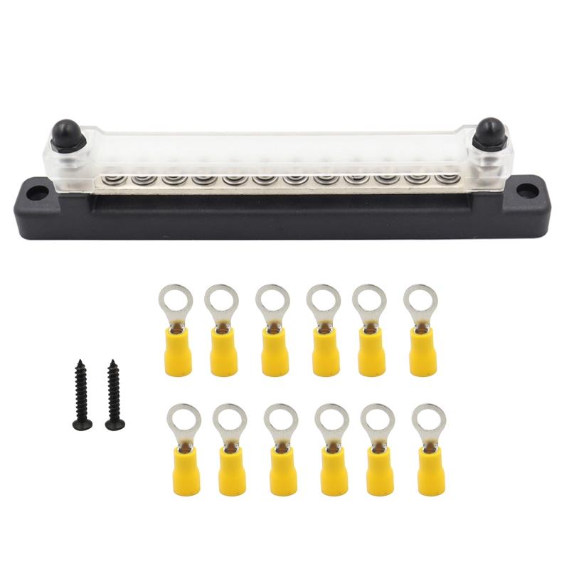 

Ground Power Distribution Block Battery Bus Bar Positive Negative Insulated Busbar Terminal for Auto Car Boat Caravan RV чорний