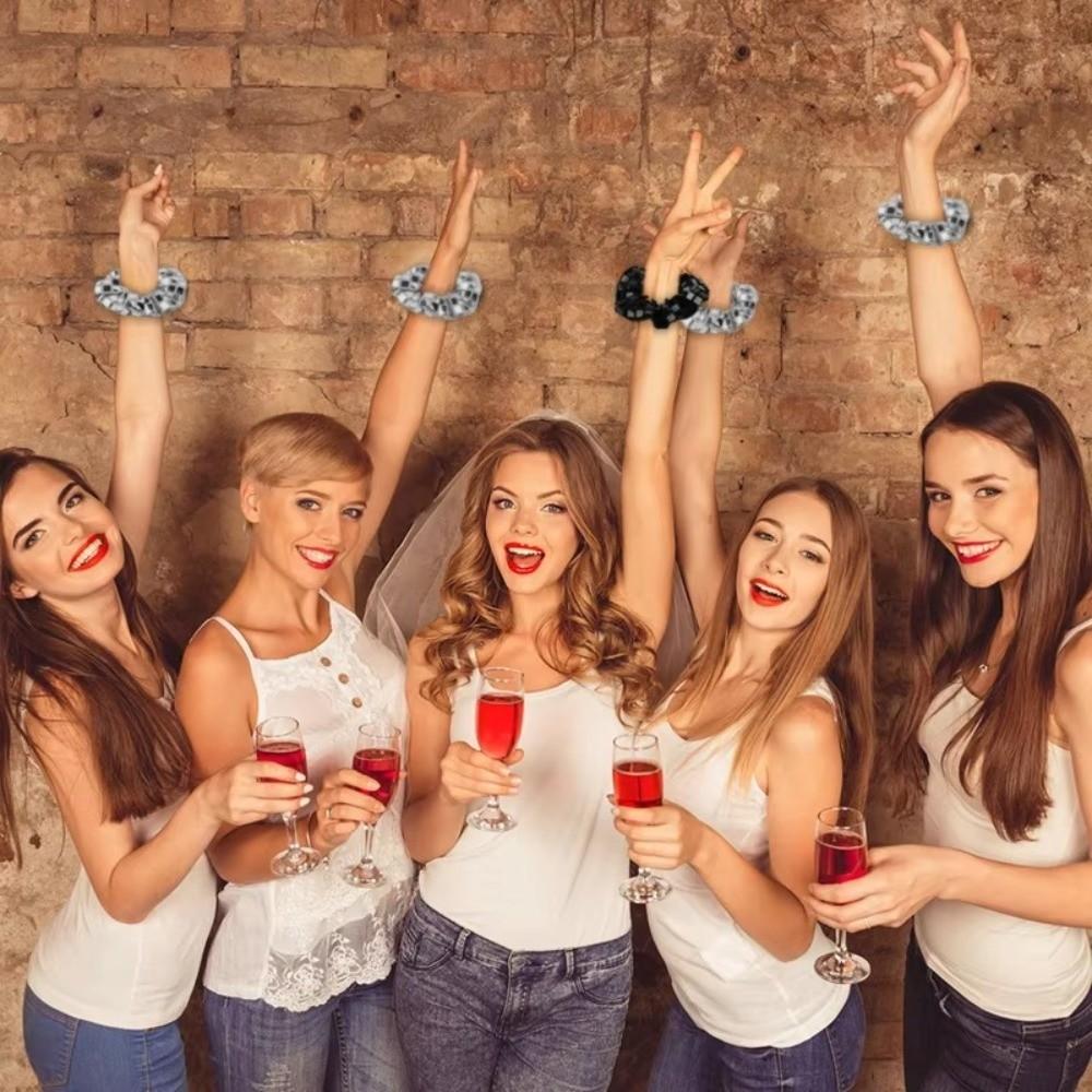 6pcs Square Sequin Rubber Bands Set Super Shiny Large Intestine Hair Tie Sequin Hair Rope  Party