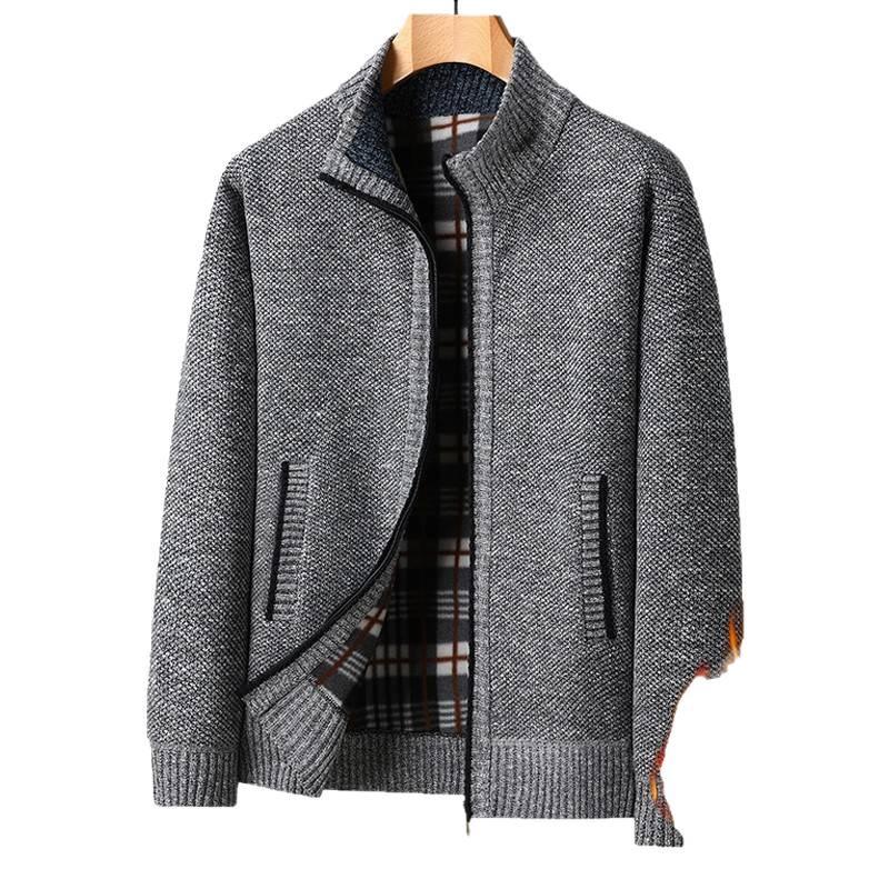 Woodpecker Herren Fleece-gefütterte Strickjacke: Herbst/Winter-Ausgabe 2025 - Lässiger, warmer Pullover für Väter mittleren Alters.