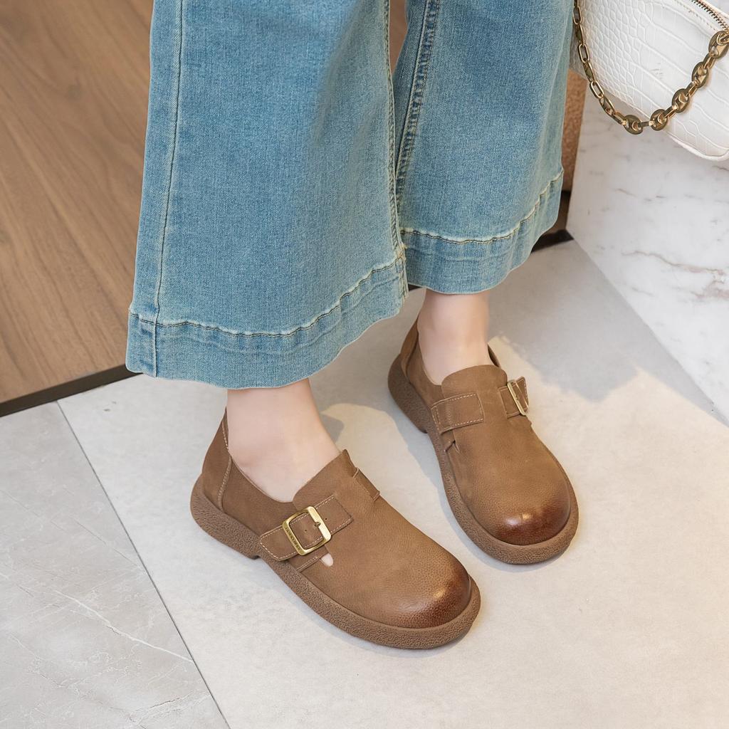 Genuine leather women's spring new cowhide retro soft-soled maternity shoes, not tired feet single shoes
