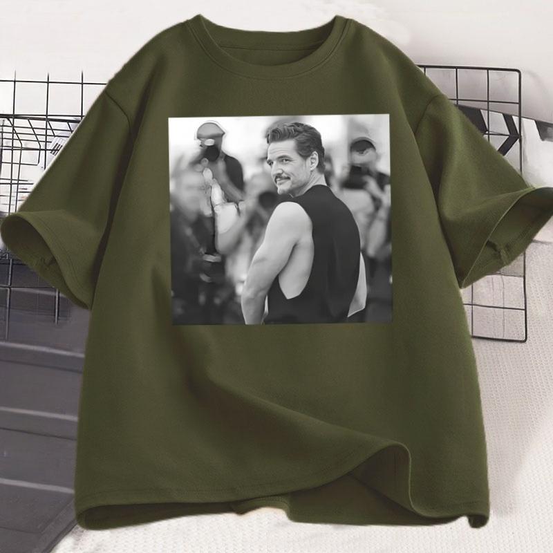 Camiseta Pedro Pascal Daddy Unisex MUJERES Vintage 90s Camiseta Gráfica Algodón Manga Corta Cuello Redondo Streetwear Ropa Unisex Y2k Tops