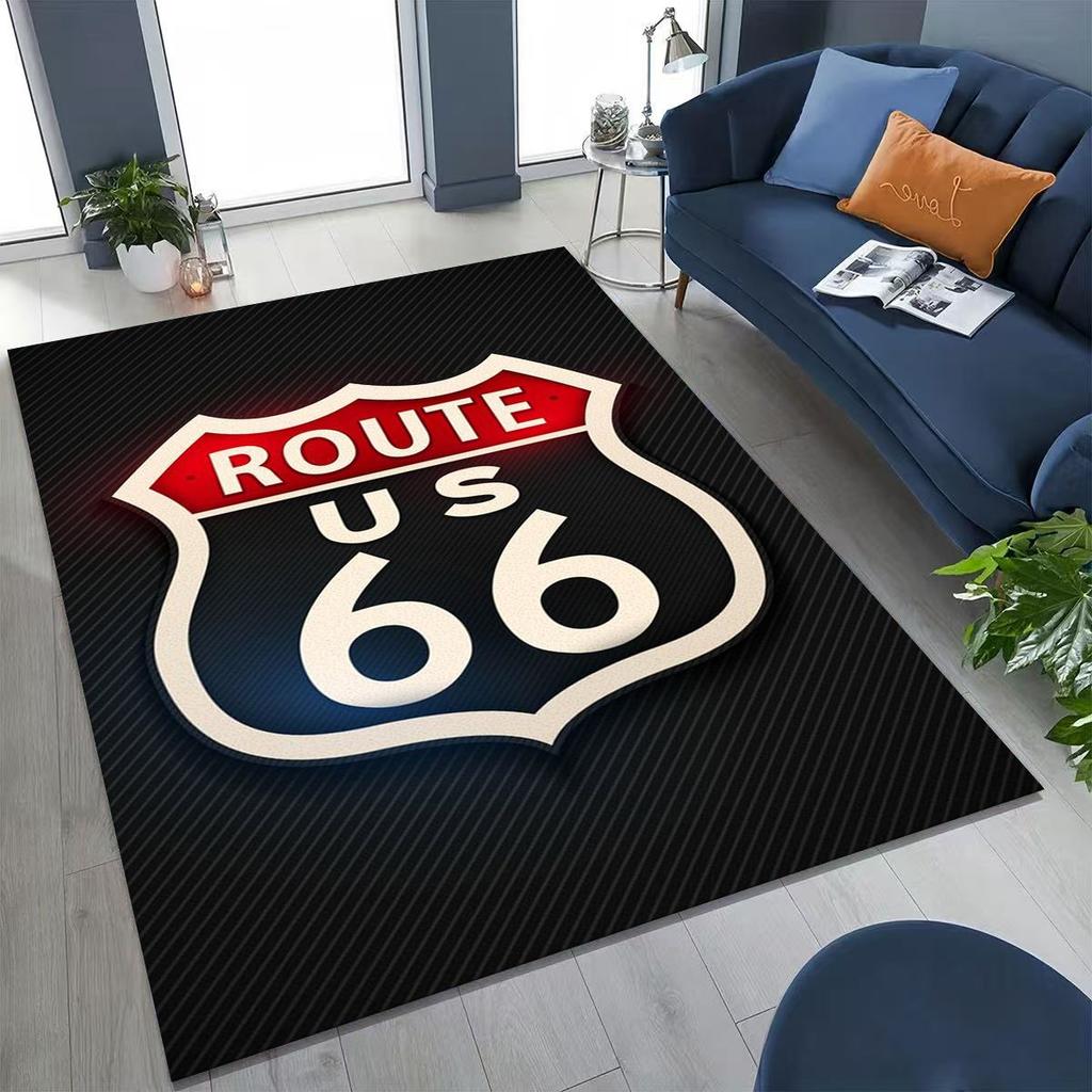 3D Retro Route 66 America Historic Mother Road Rug for Bedroom Living Room Sofa Home Doormat Decor,Larger Kid Non-slip Floor Mat