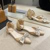 Baotou Sandals Women's Summer 2025 New Pointed Thick Heel Rhinestone Bow High Heel Single Shoes
