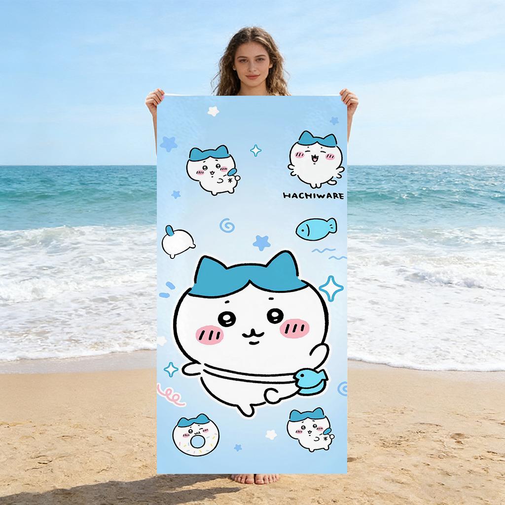 Chiikawa Japanese Animation Beach Towel Quick-drying Suitable for Beach Gym Yoga Pool Summer Funny Gift for Friends And Family