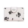 Carteira Zíper Lateral 13 Estampa Floral Slot para Cartão com Botão Lona com Carteira de Couro Feminina Prata e Giz Multicor Prata e giz multicolor