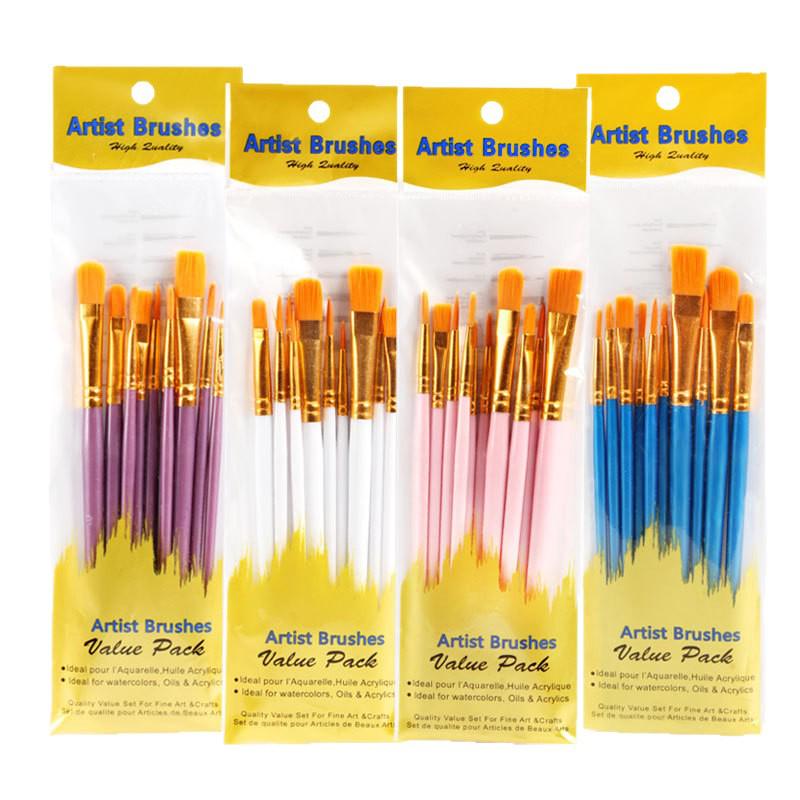 Set di 10 Pennelli in Nylon per Pittura ad Olio, con Pennelli Numerati – Ideale per Studenti d'Arte e Dettagli.