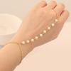 Women's Fashion Faux Pearl Bracelet Link Finger Ring Hand Chain Harness Jewelry