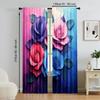 Set Of 2 Versatile Polyester Transparent Curtains Home Decoration Colorful Roses Use Bedrooms Living Rooms Made Area Window Treatment