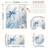 1/4Pcs Blue White Floral Dragonfly Bathroom Decor Set Waterproof Shower Curtain with Anti Slip Mat and Toilet Cover All Season Home Decor Gift