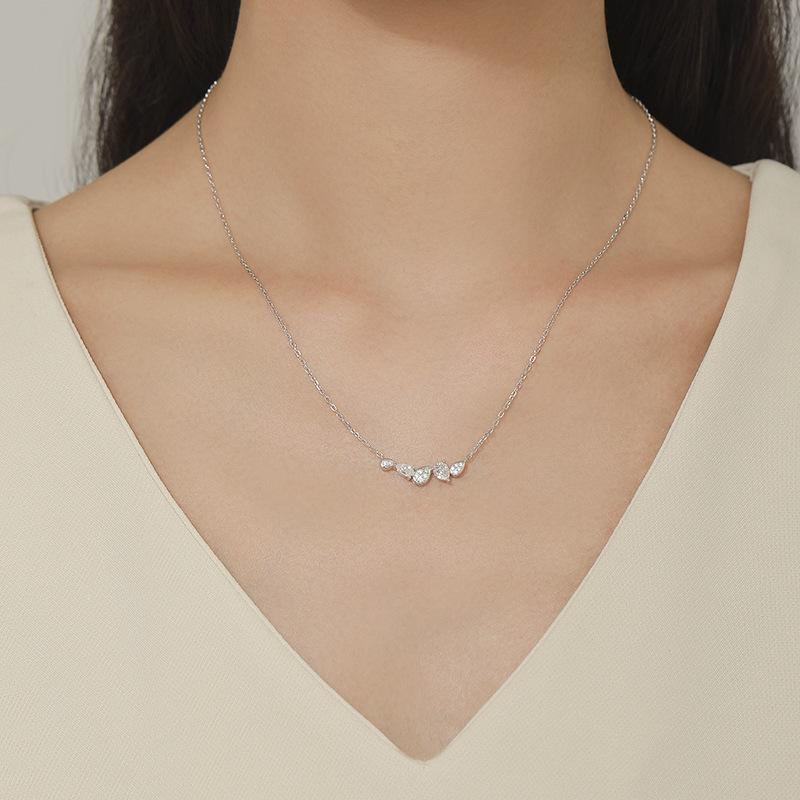 Elegant Blue Zircon & Moissanite Leaf Pendant Necklace