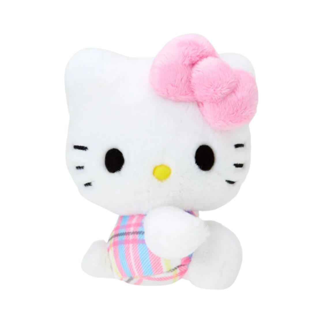 Sanrio Hello Kitty Animal Tartan Stuffed Toy White Pink ONE SIZE