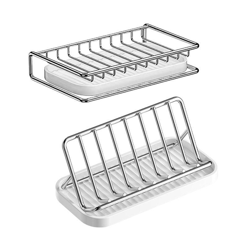 Robust Stainless Steel Soap Tray with Drainage Solution for Kitchen and Bathroom