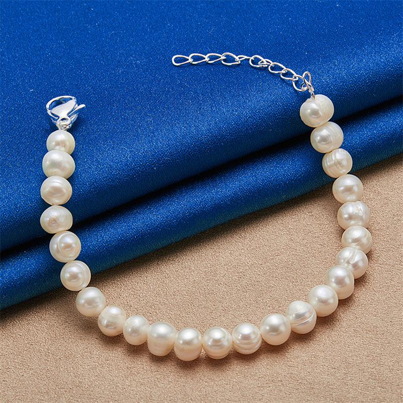 925 sterling silver 8-inch exquisite pearl bracelet, women's party jewelry accessories, fashionable wedding gifts