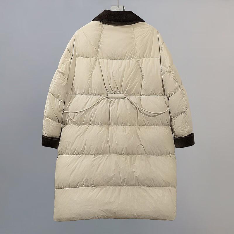 Women's Casual 90% Down Color-Block Lapel Jacket