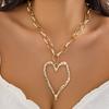 Women's Fashion Big Heart Pendant Necklace Exaggerated Unique Baroque Pearl Chain Love Heart Pendant Double-layer Necklaces