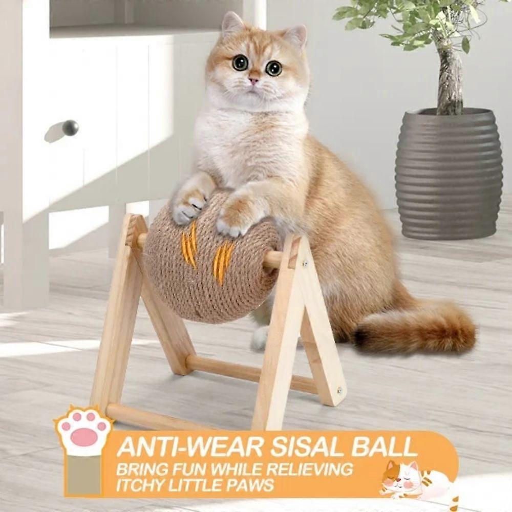Cat Scratcher Ball Toy Wooden Scratching Toy for Cats & Kittens Indoor Interactive Pet Toy