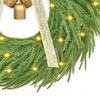 Artificial Christmas Wreath with Bow And Bells Realistic Pine Greenery for Door Wall Decor Outdoor Indoor LED String Lights Xmas Thanksgiving