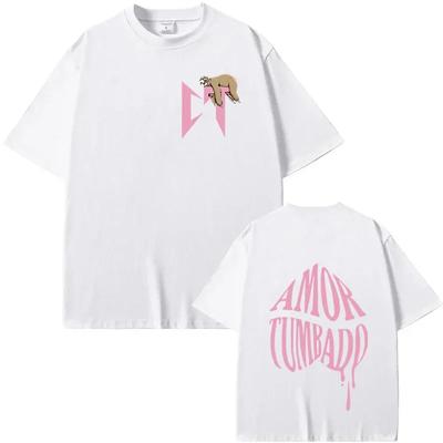 Sänger Natanael Cano Amor Tumbado Pinkes CT Faultier-Print T-Shirt Damen Unisex Hip Hop Übergroß Streetwear Mode Lässiges T-Shirt