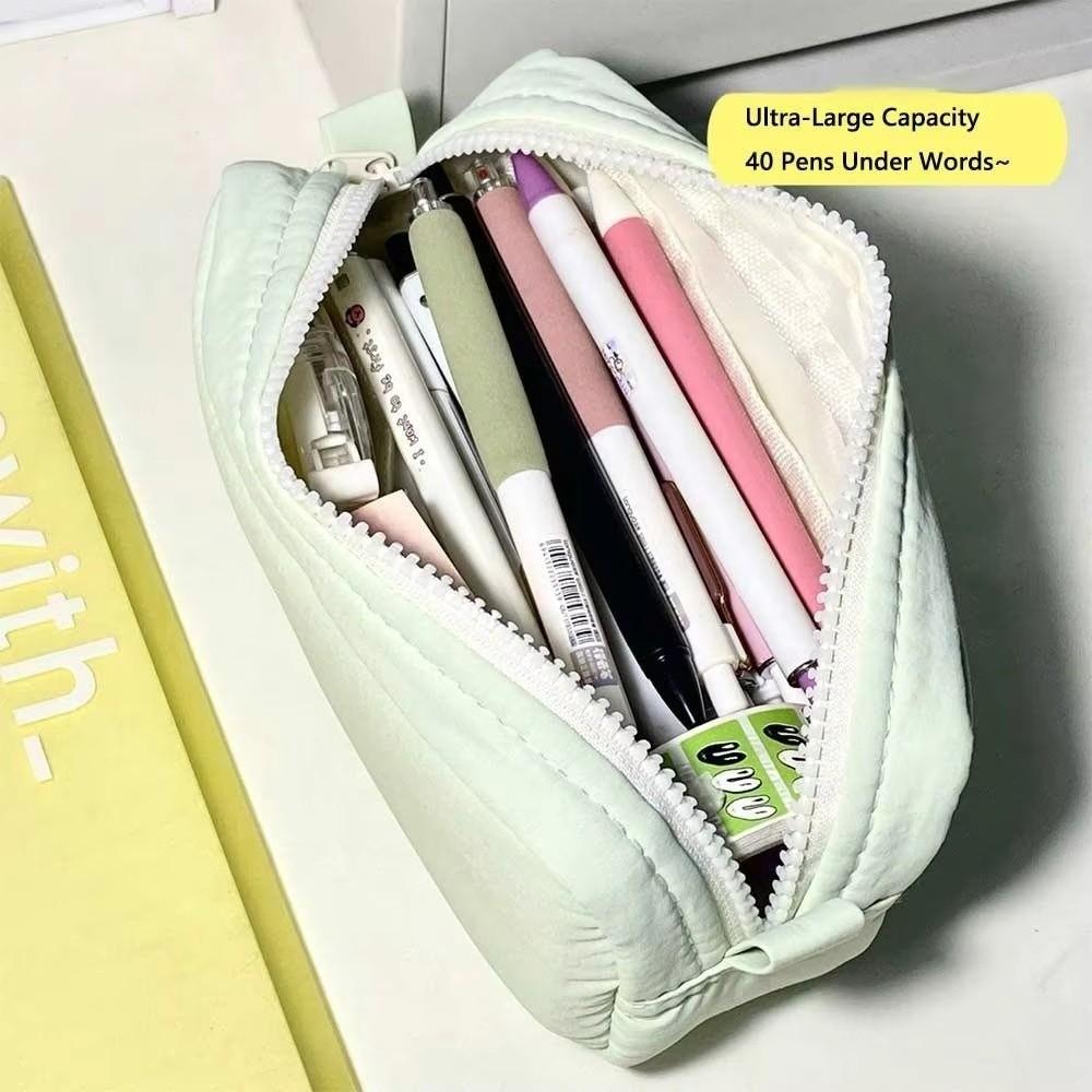 Large Capacity Simplicity Pencil Case Square Shape Stationery Box Classified Storage
