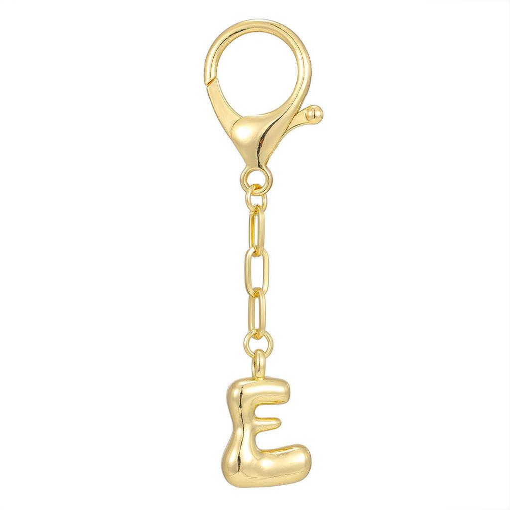 18K Gold Bubble Initial Pendant Keychain