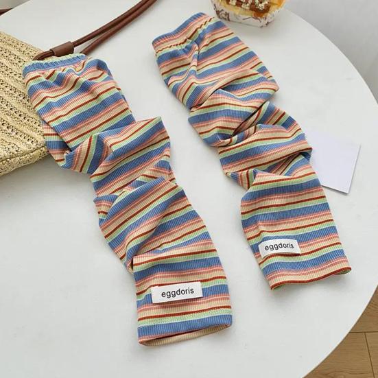 Stripete armermer for menn kvinner UV-beskyttelse lange fingerløse hansker