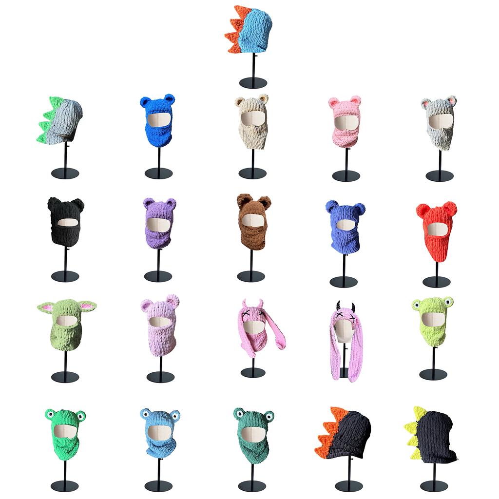 Cartoon Hooded Hat Winter Knit Balaclava Hat for Women Men Keep Neck Warm Hat Cold Weather Cycling Hiking Supplies