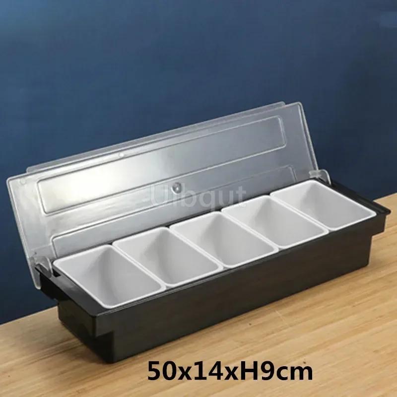 6 Compartment Seasoning Case Bar Condiment Box Holder Bar Drinks Fruit Garnish Cocktail Lime Lemo Snack Container Storage Box